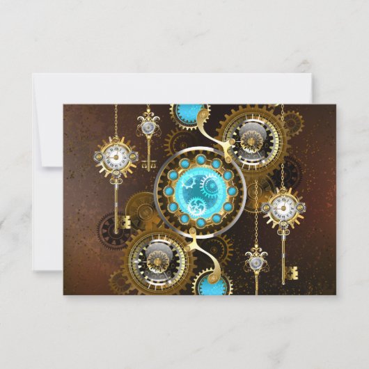 Cartons Réponse Fond rouillé Steampunk avec verres turquoise (Devant)