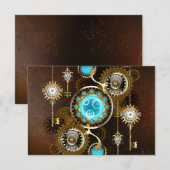 Cartons Réponse Fond rouillé Steampunk avec verres turquoise (Devant / Derrière)