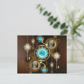 Cartons Réponse Fond rouillé Steampunk avec verres turquoise (Debout devant)