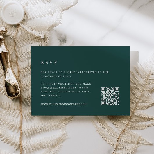 Cartons Réponse Forest Green Winter Wedding Code QR