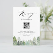 Cartons Réponse Forêt À feuillage persistant neige Code QR Mariage (Debout devant)