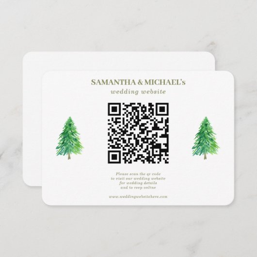 Cartons Réponse Forêt Arbre Floral Qr Site Mariage Détail (Devant / Derrière)