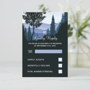 Cartons Réponse Forêt de bois bleu, Mariage rustique