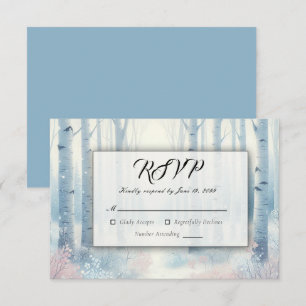 Cartons Réponse Forêt de bouleaux bleus givrés pour mariage