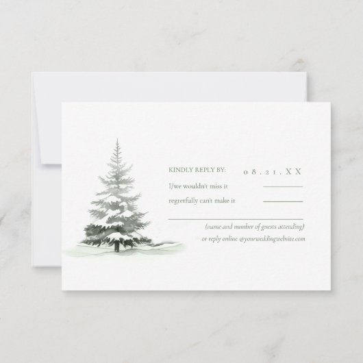 Cartons Réponse Forêt de mariage rustique d'hiver ID1049 (Dos)