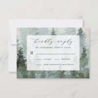 Forêt de pins rustique thème aquarelle mariage