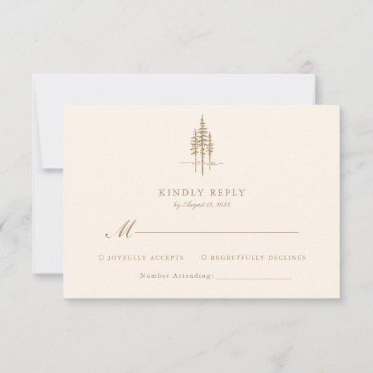 Cartons Réponse Forêt d'or moderne Mariage rustique (Devant)