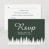 Cartons Réponse Forêt moderne Élégante Vert Blanc Mariage d'hiver (Devant / Derrière)