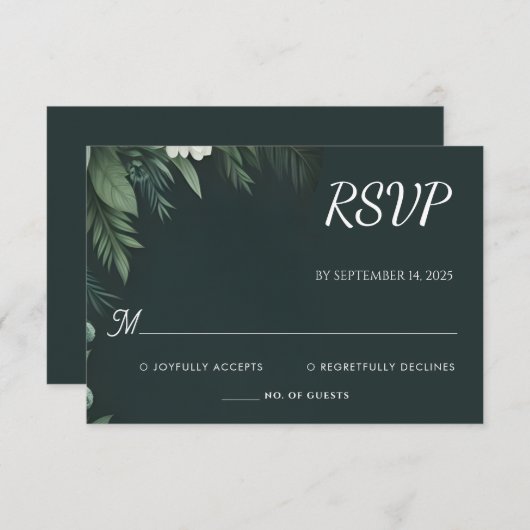 Cartons Réponse Forêt Nature Jardin Plante Vert foncé Mariage (Devant / Derrière)