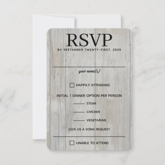 Cartons Réponse Forêt Noire Rustique Choix de nourriture (Devant)