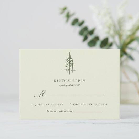 Cartons Réponse Forêt verte moderne Mariage rustique (Debout devant)