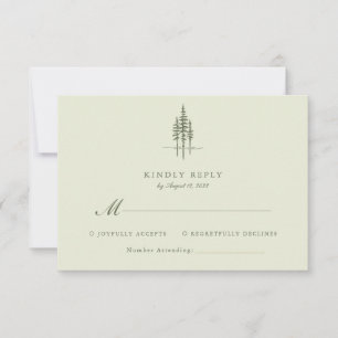 Cartons Réponse Forêt verte moderne Mariage rustique