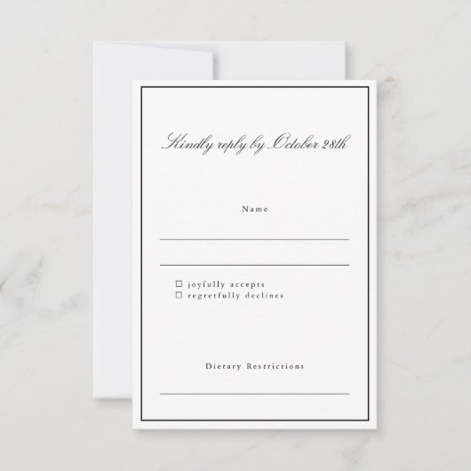 Cartons Réponse Formal Classic Border Script Mariage élégant (Devant)