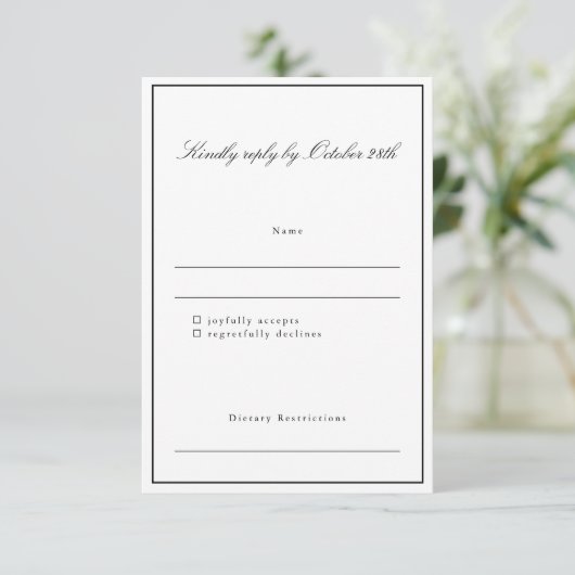 Cartons Réponse Formal Classic Border Script Mariage élégant (Debout devant)