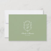 Cartons Réponse Formal Classic Sage Green Monogram Crest Wedding (Dos)
