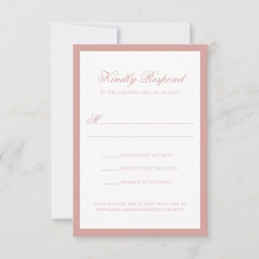 Cartons Réponse Formal Dusty Rose Border Monogram Script Wedding (Devant)