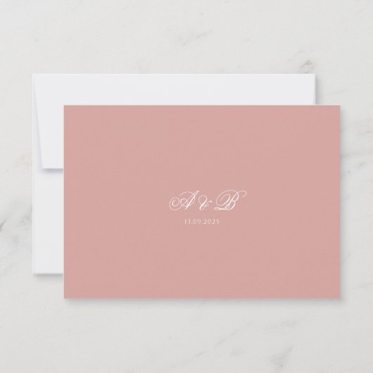 Cartons Réponse Formal Dusty Rose Border Monogram Script Wedding (Dos)