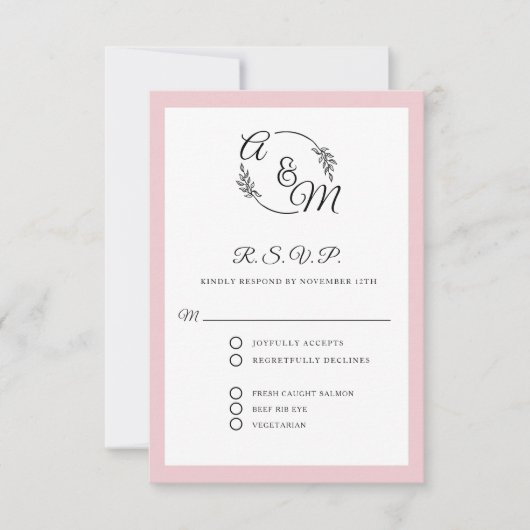 Cartons Réponse Formal Elegant Simple Moderne Dusty Mariage rose (Devant)