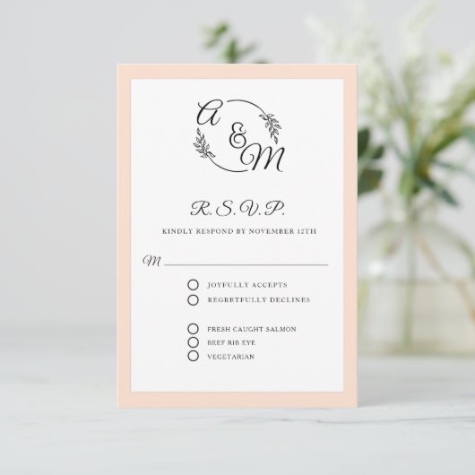 Cartons Réponse Formal Elegant Simple Moderne Mariage rose (Debout devant)