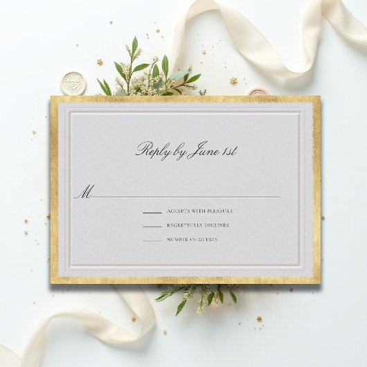 Cartons Réponse Formal Modern Classic Elevated Ivory Gold Wedding