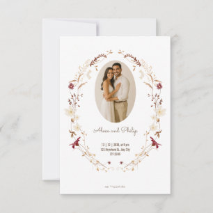 Cartons Réponse Forme de photo ovale florale rustique couronne bot