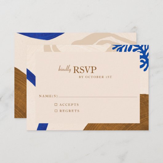 Cartons Réponse Formes Abstraites modernes Mariage bleu sable (Devant / Derrière)