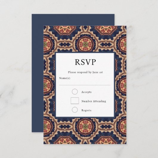 Cartons Réponse Formes de fleurs et d'étoiles Mariage de design dé (Devant / Derrière)