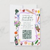 Cartons Réponse FRESH OFF THE MARKET Bridal Shower CUSTOM QR Code (Devant)