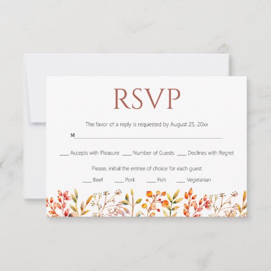 Cartons Réponse Frontière des feuilles et des baies mariage en ter (Devant)