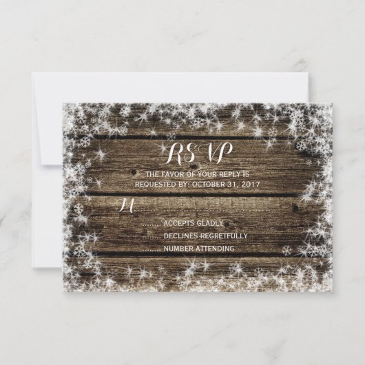 Cartons Réponse Frost Bite Grange Bois Rustique Mariage d'hiver RS (Devant)