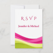 Cartons Réponse Fuchsia and Lime Green Modern Wedding  (Devant)