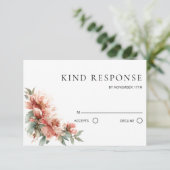 Cartons Réponse Fuchsia Pivoine Corail Rouge Code QR Mariage (Debout devant)