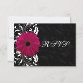 Cartons Réponse Fuchsia Scroll Gerbera Daisy avec noir et blanc (Devant)