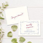 Cartons Réponse Fun Whimsical Wavy Bright Border & Script Mariage