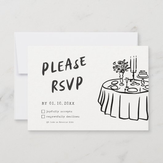 Cartons Réponse Funky Fun Moderne Rétro QR Code Mariage (Devant)