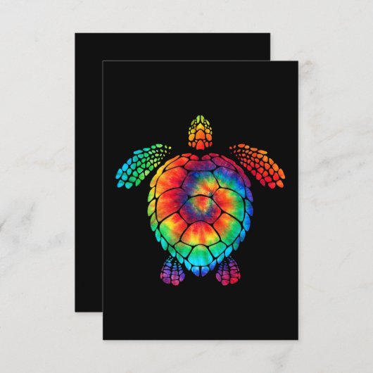 Cartons Réponse Funny Sea Turtle Ocean Tie Dye Rainbow Hippie (Devant / Derrière)