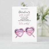 Cartons Réponse Galentines Party Invite | Heart Shaped Sunglasses (Debout devant)