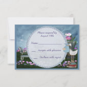Cartons Réponse Garden Tea Party Apportez un livre Baby shower RSV (Dos)