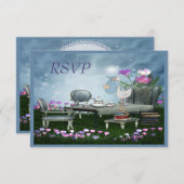 Cartons Réponse Garden Tea Party Apportez un livre Baby shower RSV (Devant / Derrière)