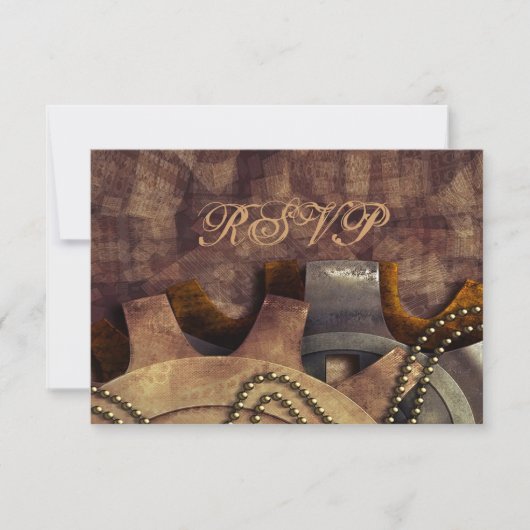 Cartons Réponse Gears & Baubles Mariage Steampunk (Devant)