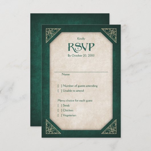 Cartons Réponse Geek Green Library Livre Mariage littéraire (Devant / Derrière)