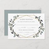 Cartons Réponse Geo vert | Choix de repas Mariage d'or (Devant / Derrière)
