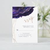 Cartons Réponse Géode géométrique moderne Bleu violet Rose Or Agat (Debout devant)