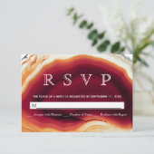 Cartons Réponse Géode rouge agate tranche couleurs automne mariage (Debout devant)