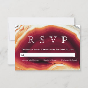 Cartons Réponse Géode rouge agate tranche couleurs automne mariage