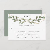 Cartons Réponse Géométrie or et verdure | Choix de repas mariage (Devant / Derrière)