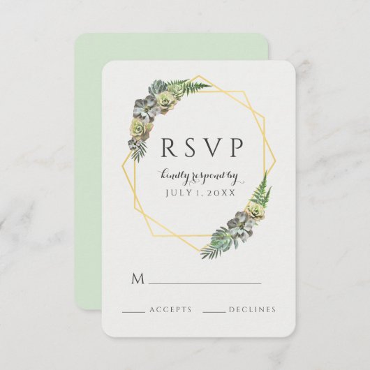 Cartons Réponse Géométrique Or Succulent et verdoyant (Devant / Derrière)