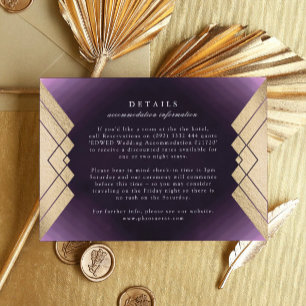 Cartons Réponse Géométrique Purple Gold Gatsby Détails du Mariage