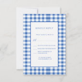 Cartons Réponse Gingham à carreaux bleus bébé Mariage rustique (Devant)