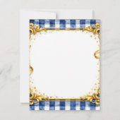 Cartons Réponse Gingham Bleu Blanc Or Luxe Moderne Tendance Chic (Dos)